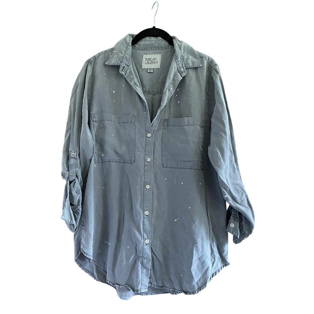 Thread & Supply Paint Splatter Oversized Lyocell Button Up Top Size XS